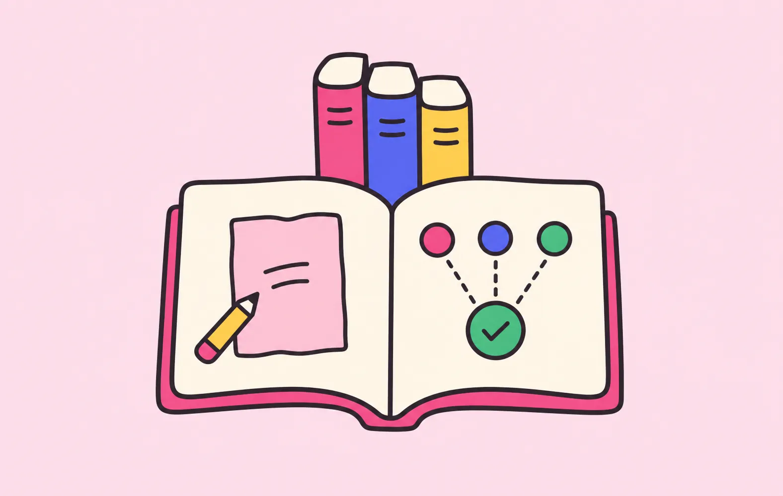 An open book turns community contributions and votes into a shared shelf.
